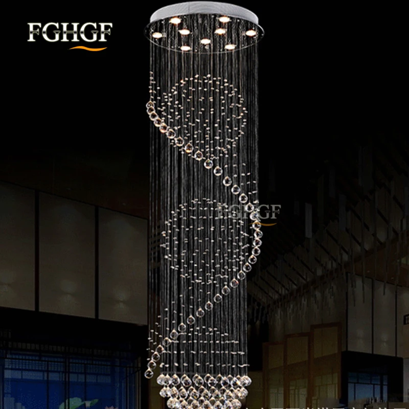 Modern Long Spiral Living Crystal Chandeliers Lighting Lustres Fixture for Staircase Stair Lamp Showcase Bedroom Hotel Hall (7)
