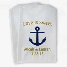 На Заказ морской якорь Свадьба попкорн конфеты буфет лечения сумки день рождения для новобрачных, вечеринка в честь новорождённого пекарня печенья подарочные пакеты