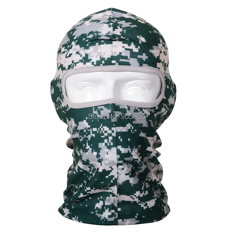 Green Camo Masks Ski Hood Hat Veil Balaclava UV Protect Full Face Mask Hat Cap-in Cycling Face 