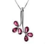 

2015 New arrival free shipping fashion red gem flower 925 sterling silver ladies`pendant necklaces jewelry promotion