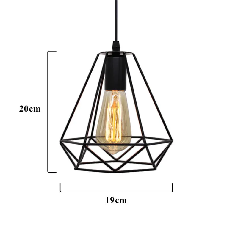 Современный промышленный винтажный подвесной светильник в клетку, железная Алмазная пирамида, кованая комнатная потолочная лампа, подходящая для ламп E27