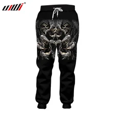 UJWI спортивные штаны, Мужские штаны для фитнеса, тренировочные штаны с принтом, брелок, Череп, 3d, обтягивающие спортивные штаны, штаны для бега