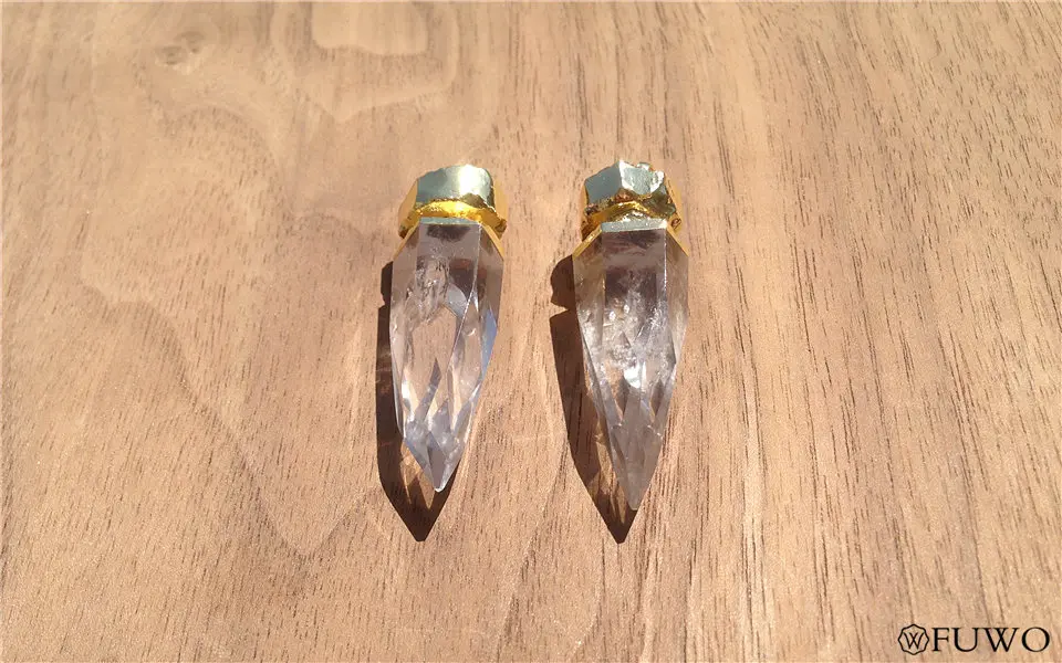 natural crystal spike pendant 10