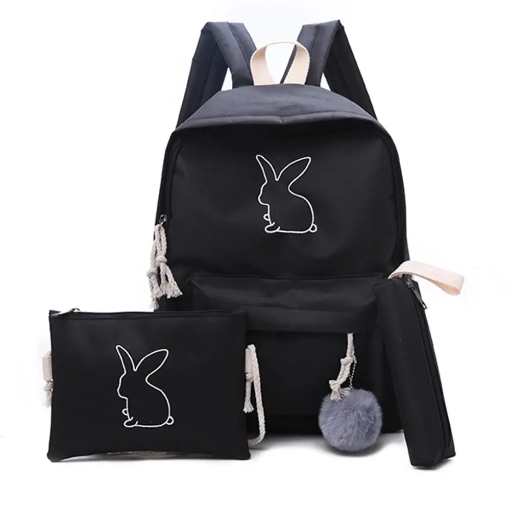 

3Pcs/Set Women Cute Cartoon Rabbit Print Backpack Shoulder Bag Pencil Pouch School Bags Set