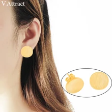 V привлечь 10 Пара минимализм геометрический круглые серьги Для женщин и Для мужчин Панк ювелирные изделия Нержавеющая сталь Симпатичные Луна букле d'oreille