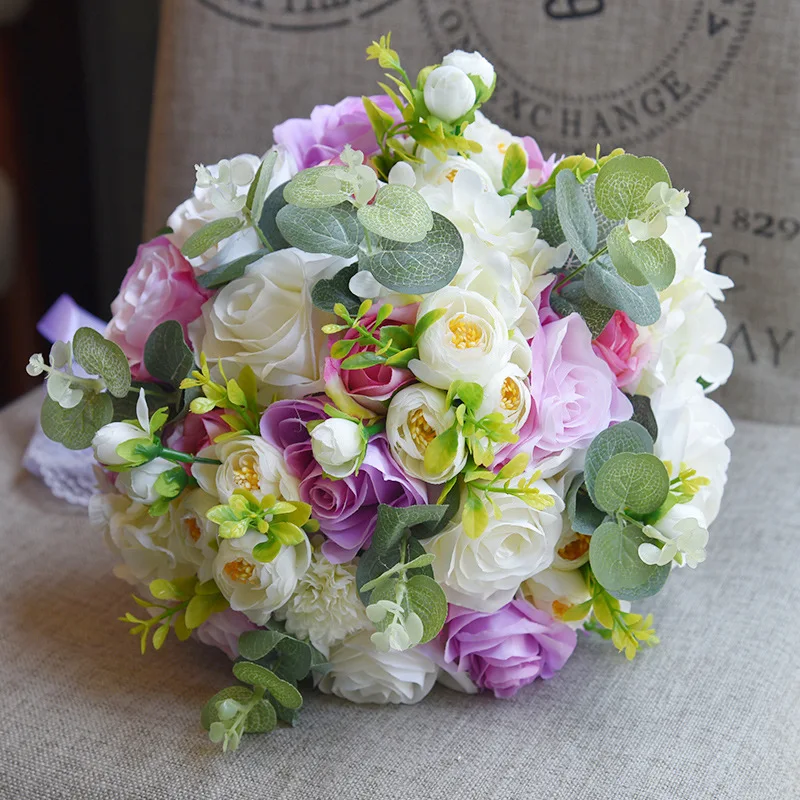 

Purple With White Bouquet Bride Bouquet For Wedding Bridesmaid Wedding Bouquet Bridesmaid Flower Bouquet Purple Rose