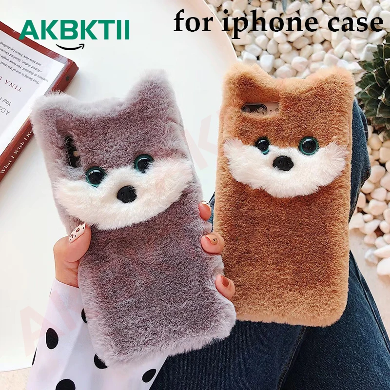 

AKBKTII Luxury Case handy hullen for iPhone 7 Plus 8 6S Cover Fashion koalaa Soft Furry Shell Plush for iPhone xs max xr Cases
