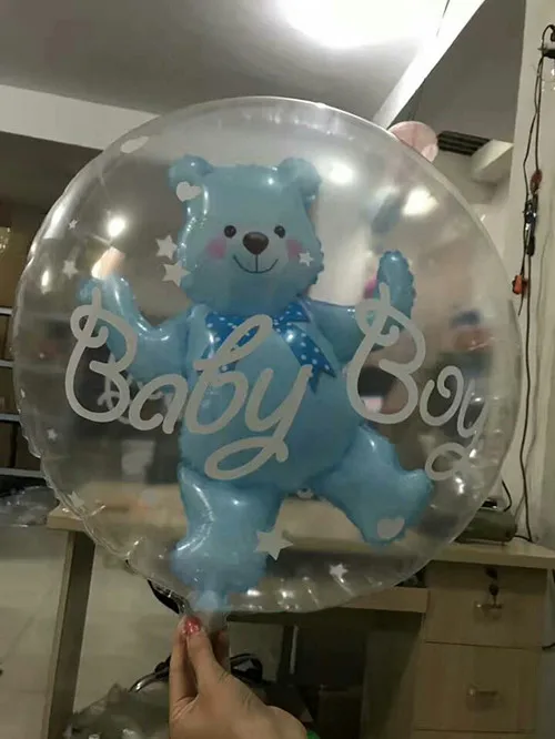 free shipping big clear balloons bear inside transparent balloon glob 1st birthday party decoration 4