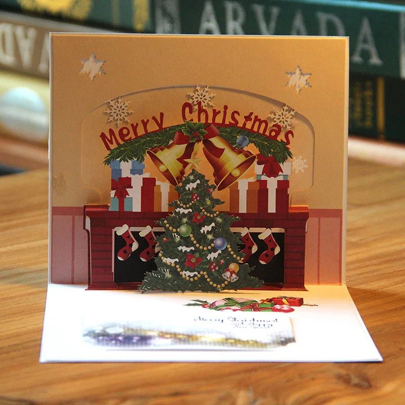  2018 New Year 3D Laser Cut Handmade Color Printing Merry Christmas Blessing Cards Paper Invitation  - 32828198492