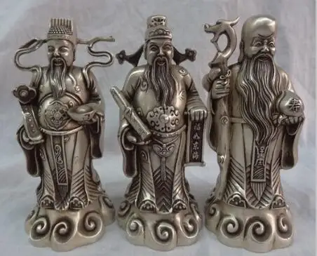 Китай Серебро 3 Ruyi Yuanbao долголетия звезда маммон Бог Shou персик Фу Лу статуя | Дом и