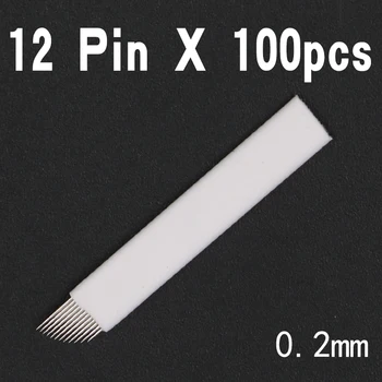 

100PCS 12 Pins Needle Eyebrow Tattoo Blades For 3D Embroidery Manual Microblading Pen Permanent Makeup