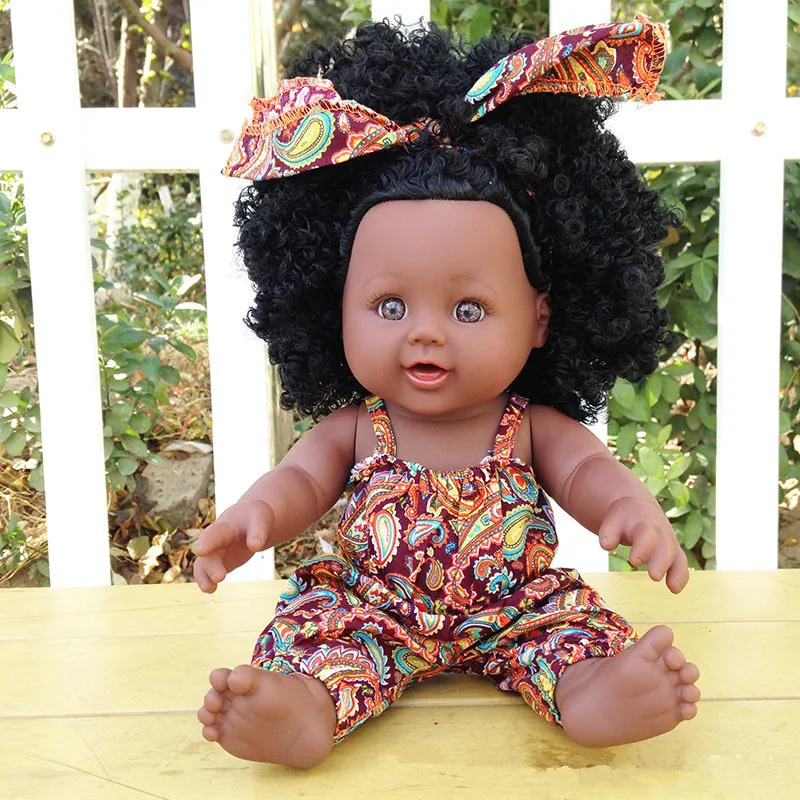 

30cm 12inch African Doll Toy Cute Silicone Nigerian Black Doll Reborn Baby Boneca Dolls Toys for Girls Best Children Toys Gift
