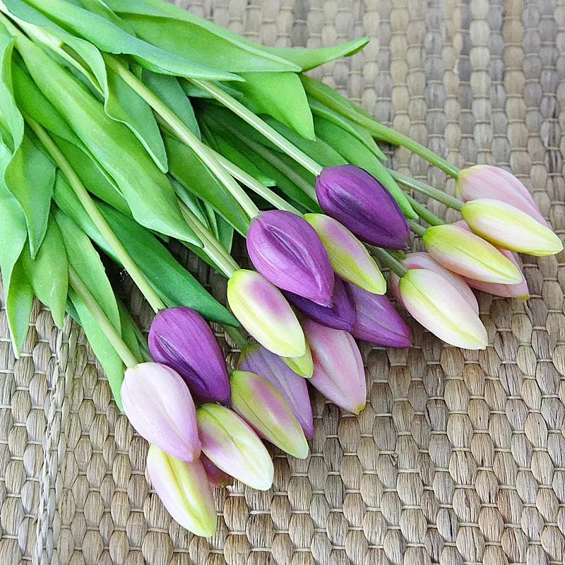 

7Pcs/bunch Real Touch Soft Silicone Artificial Tulips Flower for Home Wedding Decoration Fake Bridal Hand Flowers Flores Tulip