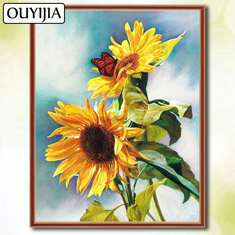 Алмазная 5D мозаика с изображением бабочек подсолнухов птиц OUYIJIA сделай сам