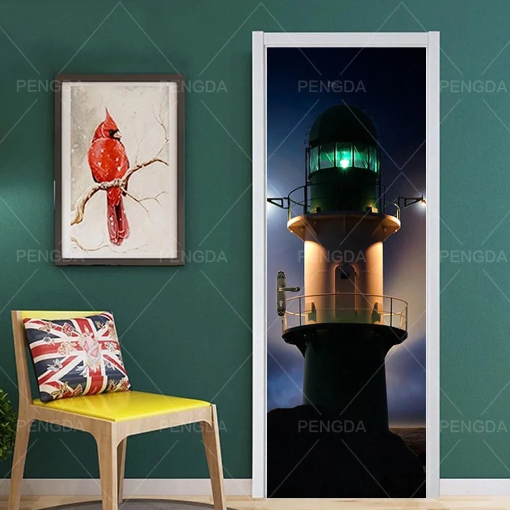 

Sticker On The Door Self Adhesive Lighthouse For Doors Diy Canvas Print Art Picture Home Decor Mural Wardrobe Renovation Decal