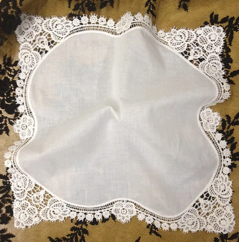 Набор из 12 Модные женские платки 12-дюймовый Ситцевая свадьба-платочек Sweet Heart Hanky старинные кружева носовой платок для невесты подарок