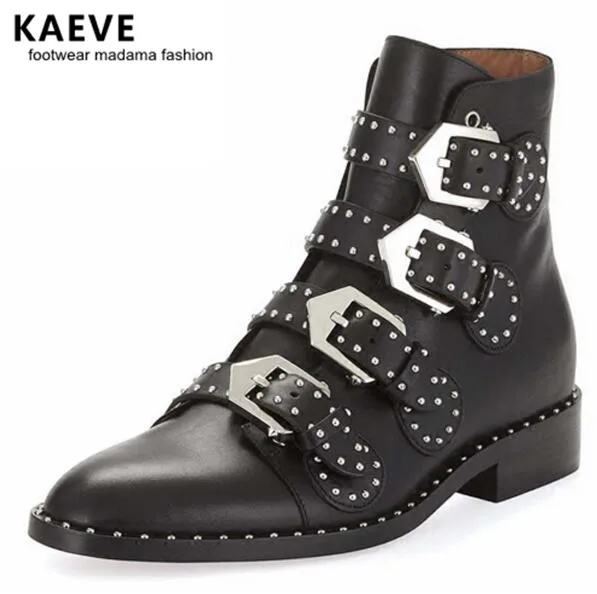 Kaeve Lady Black Boot Themost New Ankle Motorcycle Rivet Women Bottines ...