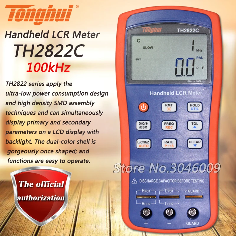 

Tonghui TH2822C 100KHz Handheld LCR Meter; Handheld LCR Meter Inductance Resistance Meter, USB Communication