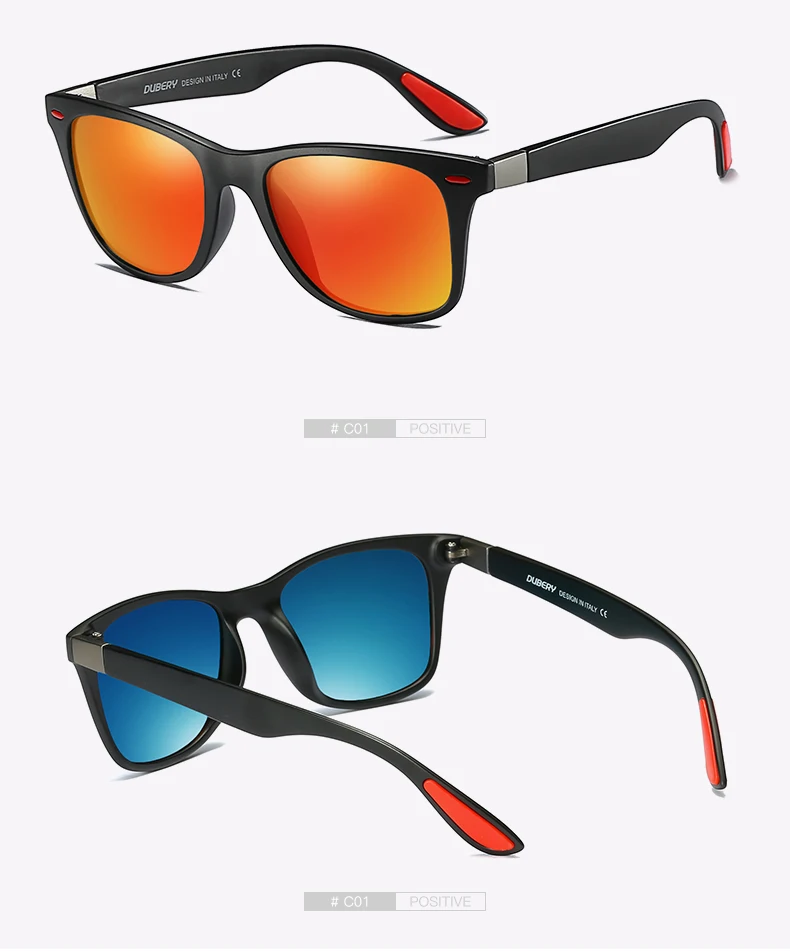 DUBERY, Винтажные Солнцезащитные очки, поляризационные, мужские солнцезащитные очки, для мужчин, квадратные оттенки, для вождения, черные, Oculos, мужские, 8 цветов, модель 4195 - Цвет линз: NO1