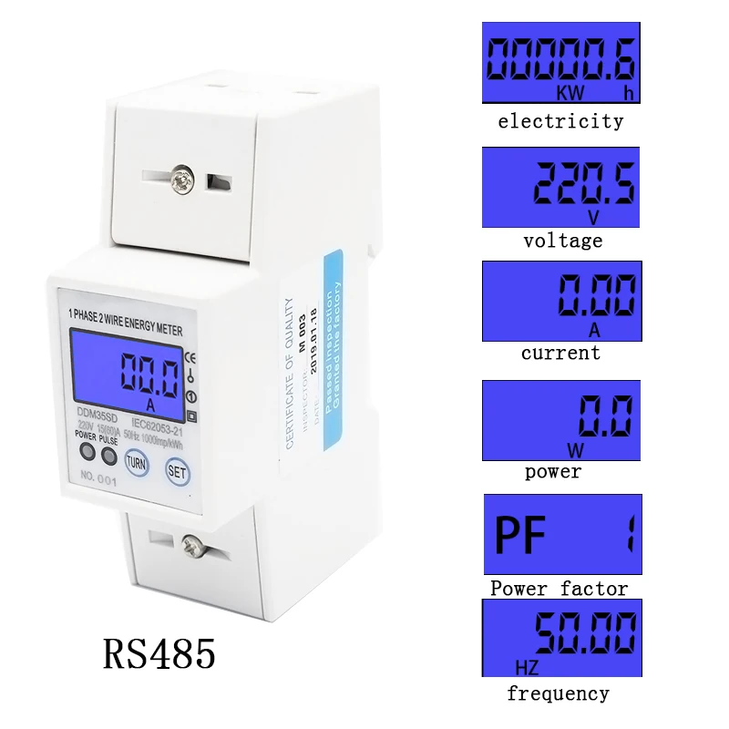 Удаленный intelligent однофазного измеритель мощности многофункциональный дисплей AC Измеритель мощности 5-100A 220 V/230 V RS485 50 Гц/60 Гц ваттметр