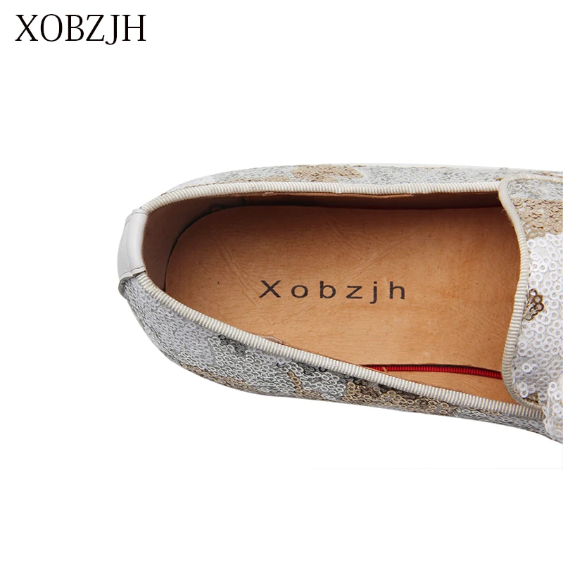 XOBZJH итальянская модель лета 2019 мужские роскошные свадебные белые Лоферы для