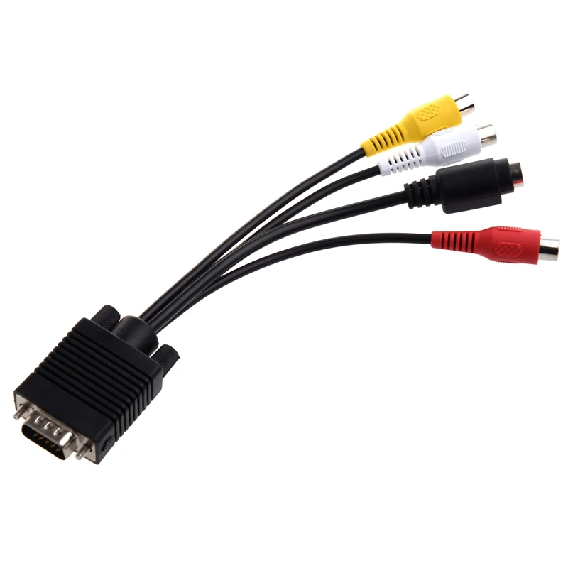 ABHU-VGA Adapter to TV S-Video RCA Out Cable for PC Video
