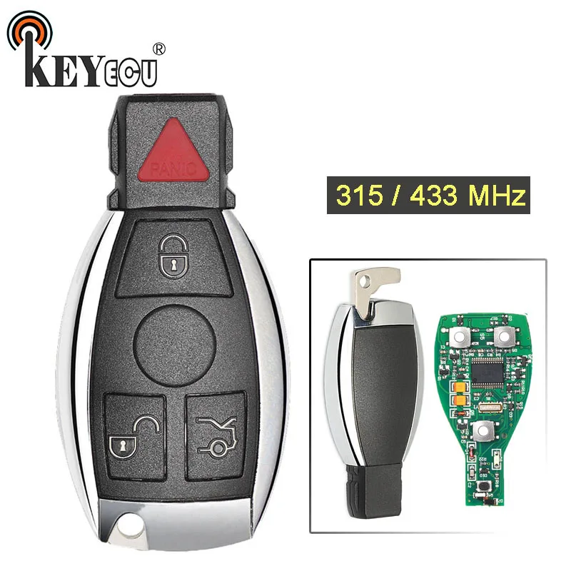 

KEYECU 1x / 5x 315/ 433MHz Smart 3+1 4 Button Remote Key Remote Key Fob for Mercedes Benz Support NEC & BGA 2000+ Year, 705 Moto