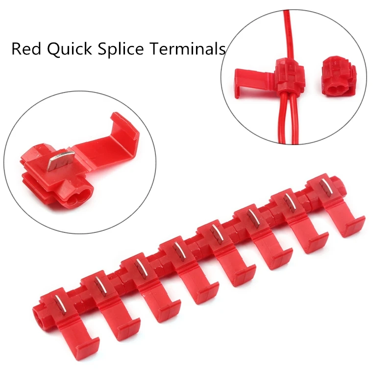 

50Pcs/set Lock Wire Electrical Cable Connector Red Insulated Quick Splice Terminals Crimp For Car Electrical Crimp Cable Snap