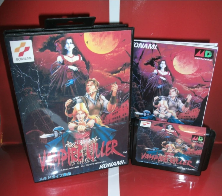 

Vampire Killer - MD Game Cartridge Japan Cover with box and manual For Sega Megadrive Genesis Video Game Console 16 bit MD card