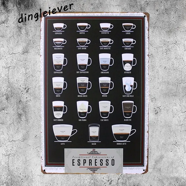 coffee menu metal sign