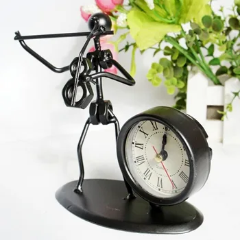 

New Black Iron Violin Tabletop Table Clock Creative Watches Home Decoration Gift HG60DF151