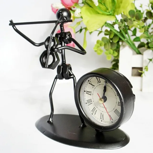 Creative Black Iron Violin Tabletop Table Clock: A Unique Home Decoration and Gift