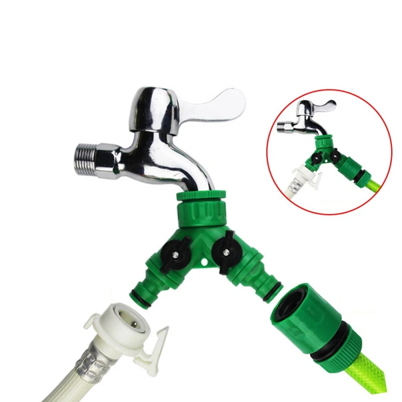 

ABS Green 3-port Valve Faucet Connector Y Type Garden Hose Separator for Outdoor Faucet Hose Connectors Accessories Irrigation