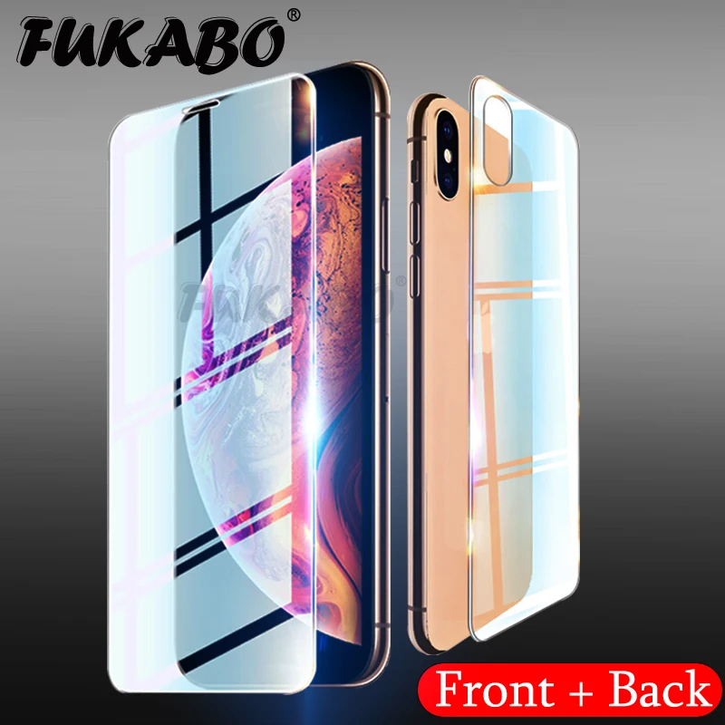 

2PCS Front Back Full Tempered Glass For iPhone 7 8 6 6S Plus Screen Protector For iPhone X XR XS Max Glass 5 5S SE On The Film