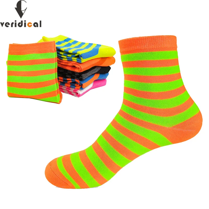 

VERIDICAL 5 pairs/lot men socks cotton striped bright good quality short weed socks calcetines sox meia masculina summer hip hop