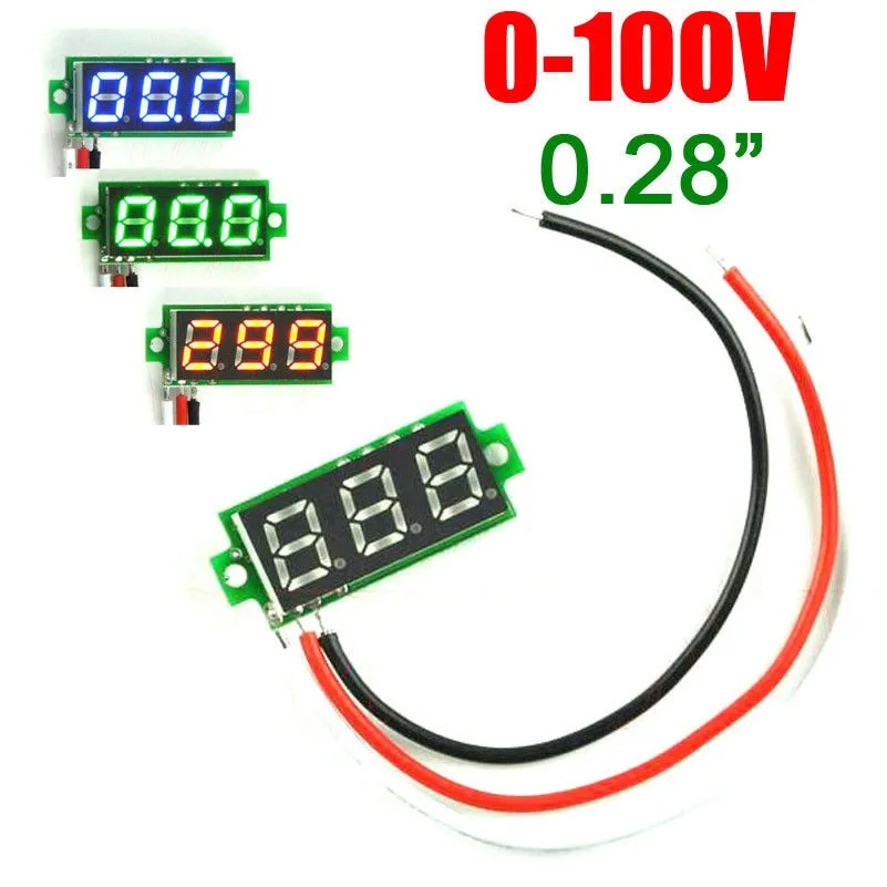

0.28 inch Digital LED Mini Display Module DC 0-100V Voltmeter Voltage Tester Panel Meter Gauge for 5v 12v Motorcycle Car