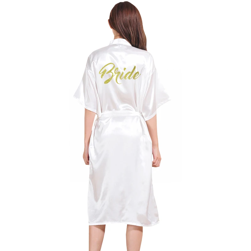 TJ01 Large Size S-3XL Gold Letter Bride Bridesmaid Get Ready Robes Bridal Party Gifts Bathrobe Dressing Gowns For Women