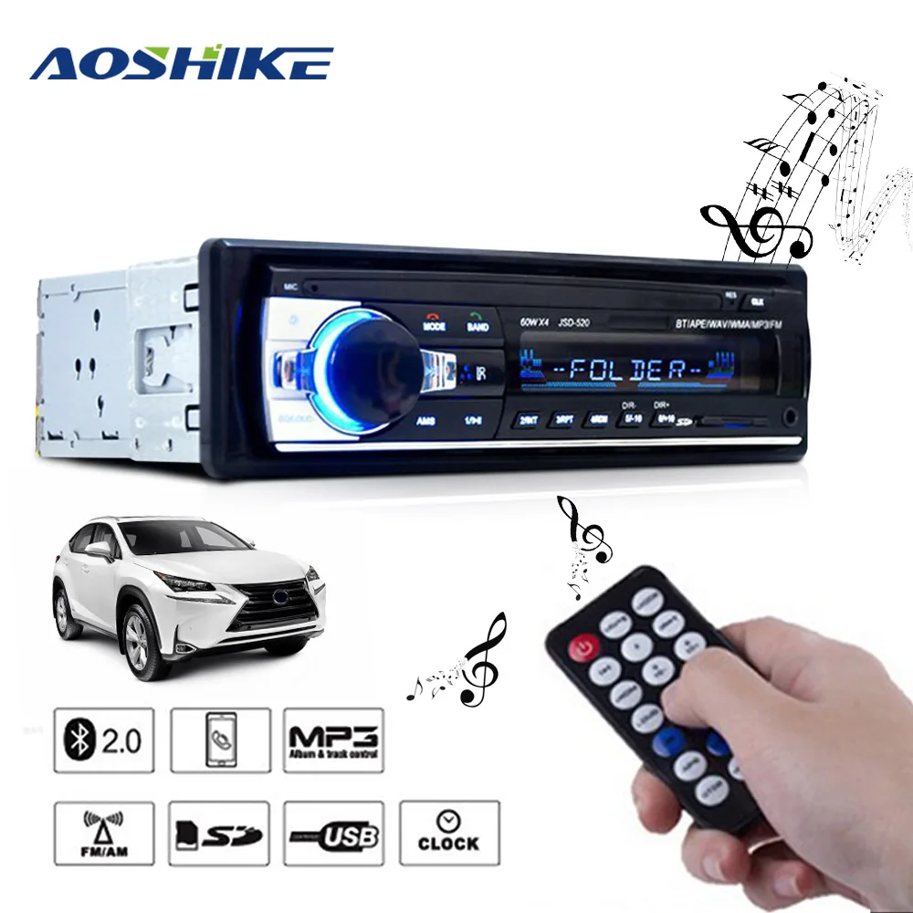 Автомобильный MP3 плеер AOSHIKE 1 DIN Bluetooth 12 В FM радио Mp3 музыкальный мультимедийный с