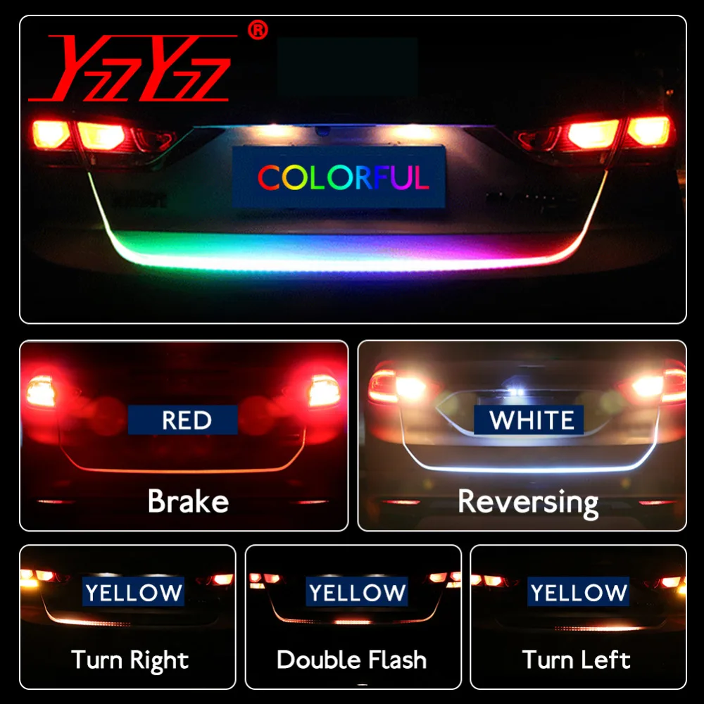 

Car Styling RGB Led Trunk Luggage Strip Light LED Undercarriage Floating Dynamic Streamer Turn Signal Lamp Additional Stop Light