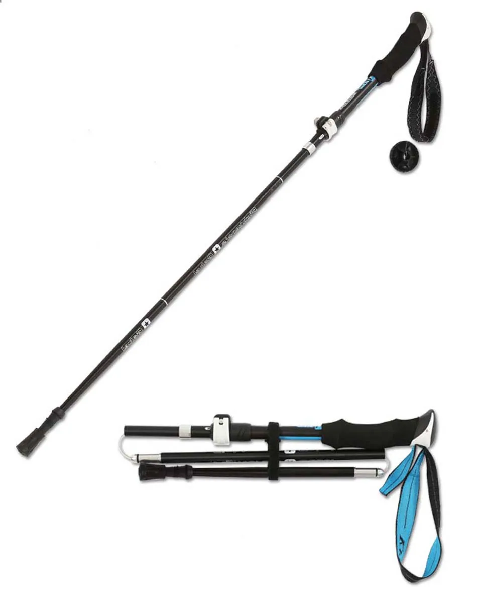 

Anti Shock Walking Sticks Carbon Steel Straight Grip Handle Telescopic Trekking Ultralight Moutain Hiking Canes Rubber Tip Poles