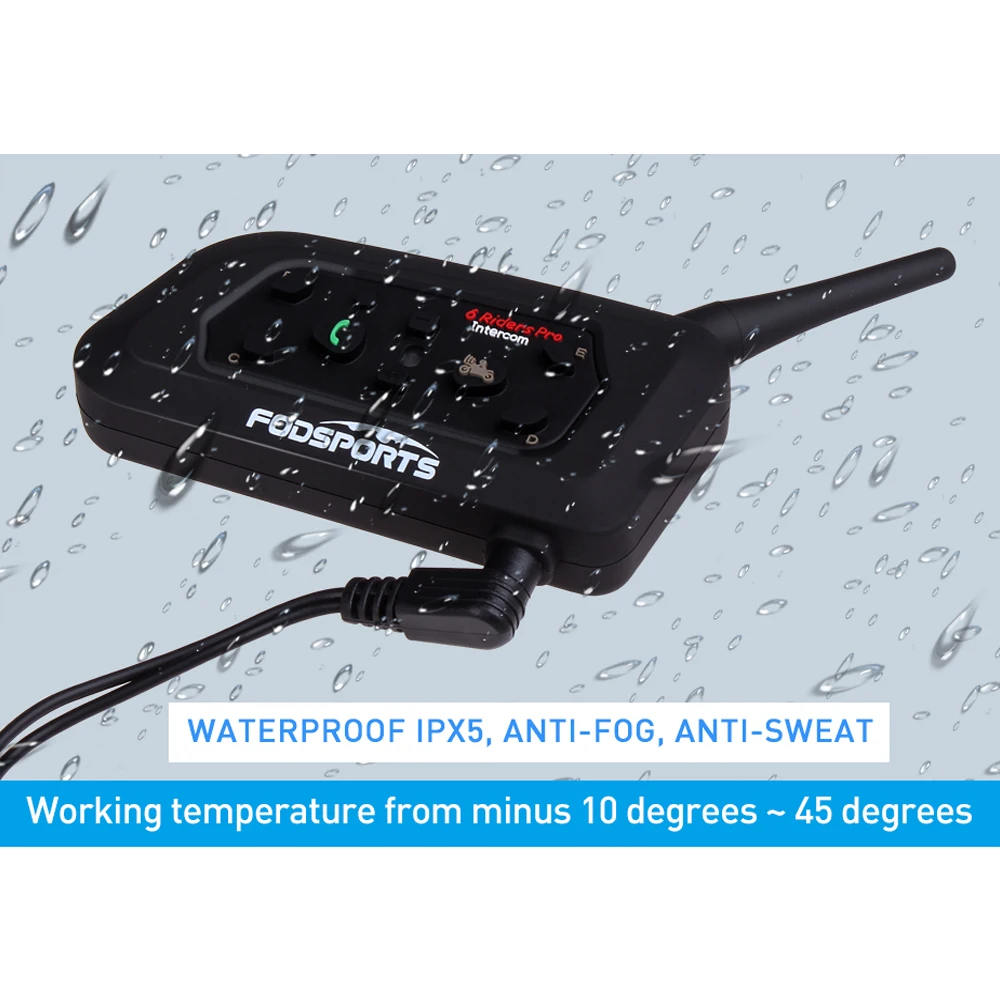 Fodsports V6 Moto шлем телефонные гарнитуры Max 1200 м мотоцикл беспроводной Bluetooth Interphone Intercomunication