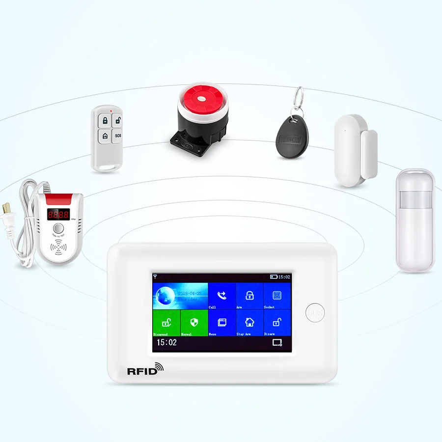 Fuers WIFI Smart Home Security Alarm System 3G Anti Theft System 4.3 inch Color Screen APP Remote Control PIR Motion Sensor