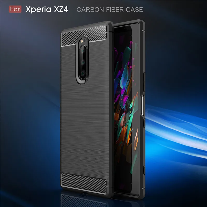 Противоударный чехол для Sony Xperia 1 10 Plus XZ1 XZ2 Compact XA1 XA2 Ultra XZ3 L2 L1 из углеродного