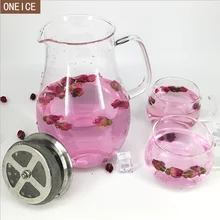 Новая Большая емкость термостойкого стекла цветочный чай сок напиток горшок из нержавеющей стали фильтр 1900 мл офисные предметы домашнего обихода