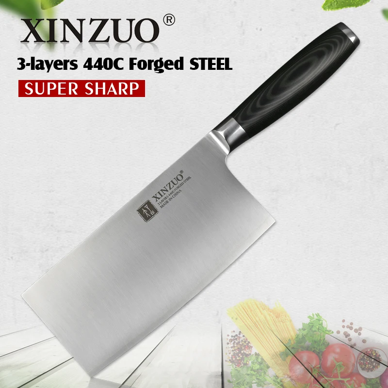 XINZUO 7 ''дюймовый нож для нарезки 3 слоя 440C кованые кухонные ножи из нержавеющей