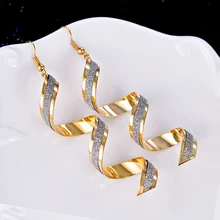 Fashion Punk Women Twist Spiral Earring Lady Girl Dangle Earrings Charm Jewelry Valentine’s Day Gift Silver Gold Black 3 Colors
