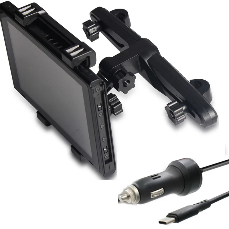 

Adjustable Car Holder Stand Headrest Mount Holder+Type C Car Charger Power Supply Adapter Charging for Nintend Switch NS Console