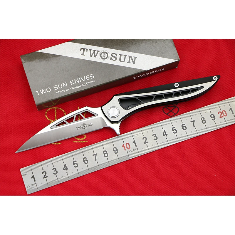 

TWO SUN TS36 D2 blade Titanium handle ball brearing Flipper folding knife hunting Outdoor camping Pocket knives EDC tools Gift