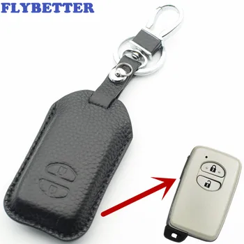 

FLYBETTER Genuine Leather 2Button Key Case Cover For Toyota Camry/Crown/Highlander/Prado/Land Cruiser/Prius Car Styling L1838