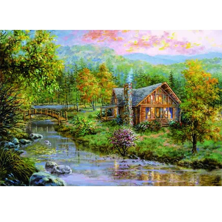 Home Decor Full Square DIY 5D Forest Hut Landscape Diamond Painting Embroidery Cross Stitch Mosaic Gift | Дом и сад
